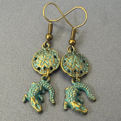 Ocean Earrings - Antique Teal Patina