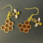 Honeycomb and bee earrings 