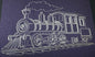 Decorative train design on a black background
