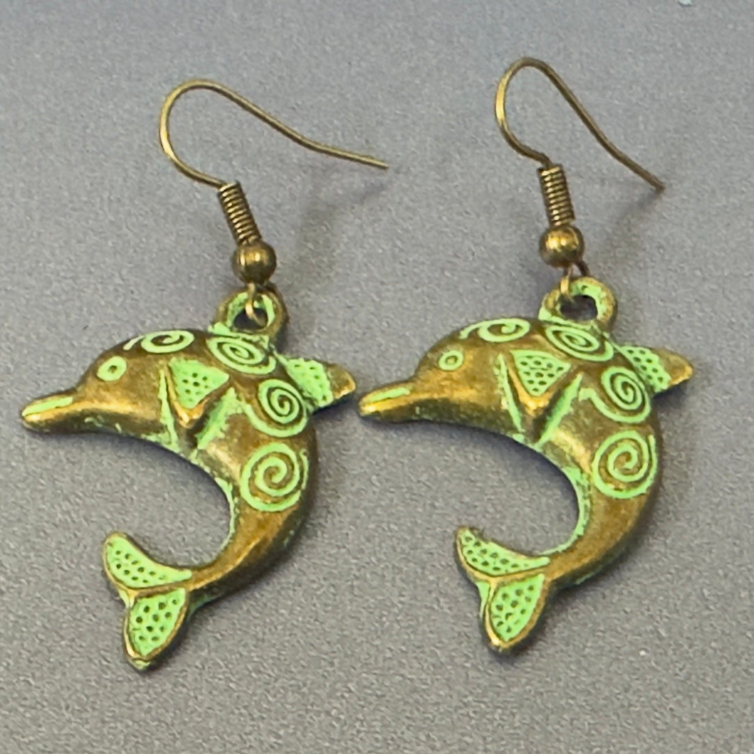 Ocean Earrings - Antique Green Patina