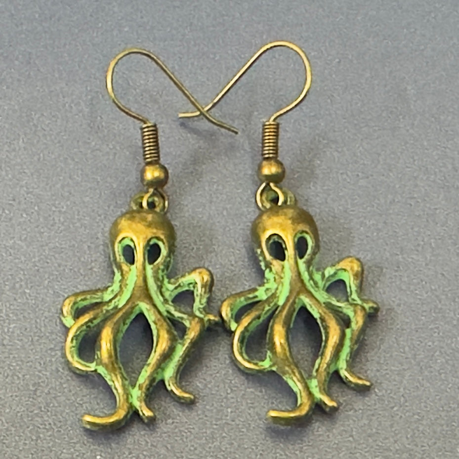 Ocean Earrings - Antique Green Patina